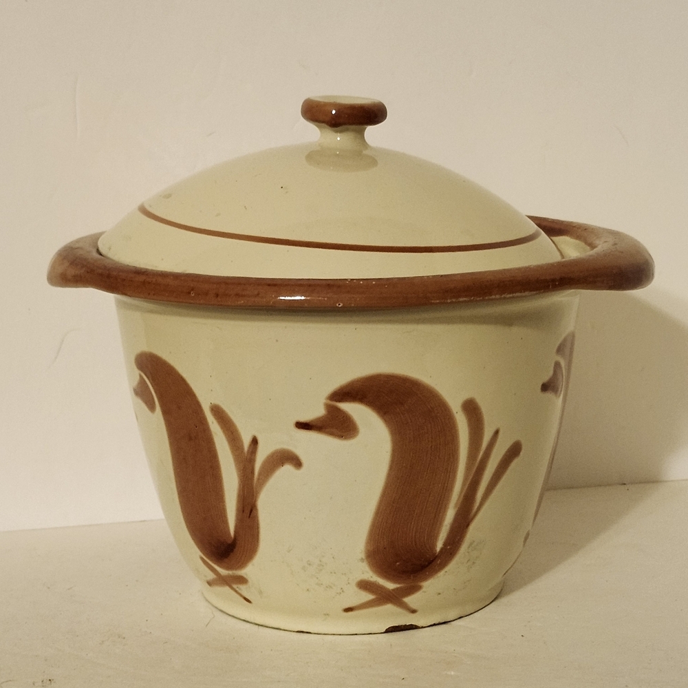 Elegant Brown and Cream Ceramic Pot
